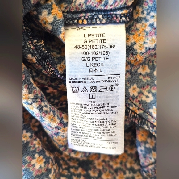 Gap Tiered Flowy Fall Blue, Green & Yellow Floral Vneck Midi Longsleeve Dress - Picture 14 of 16